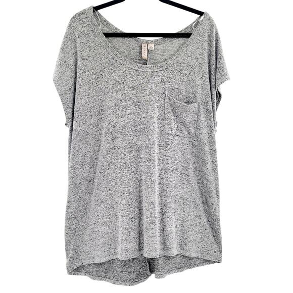 Misia Heather Gray Faux Button Back Relaxed Fit T-Shirt Women’s Plus Size 2X - Picture 1 of 4